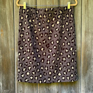 Ann Taylor Loft Grey Leopard Print Stretch Career Pencil Skirt Women's L Petite